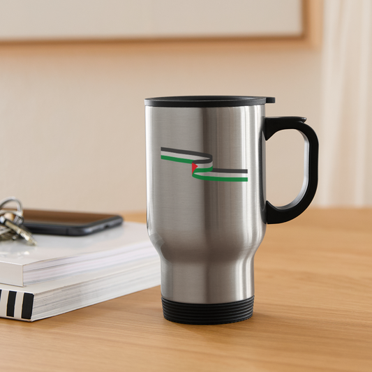 Palestine Solidarity Travel Mug - silver