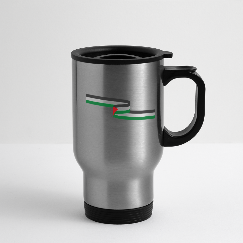 Palestine Solidarity Travel Mug - silver