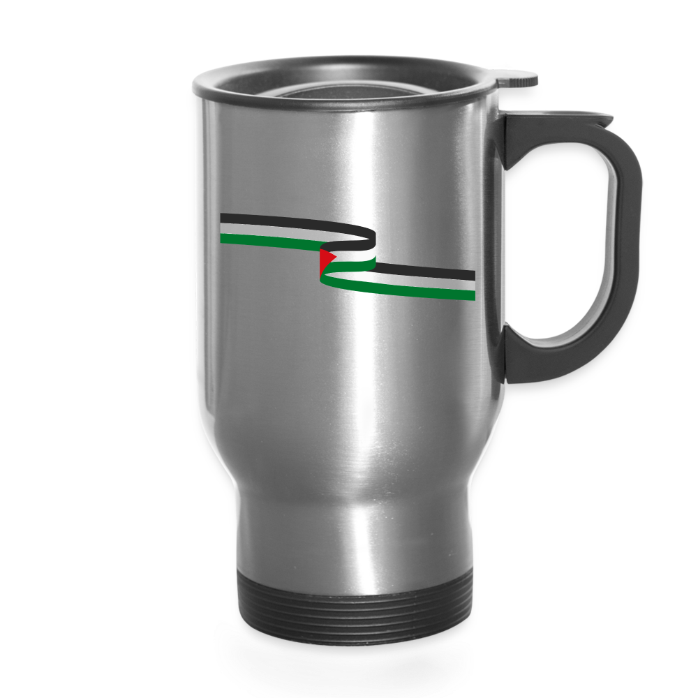 Palestine Solidarity Travel Mug - silver